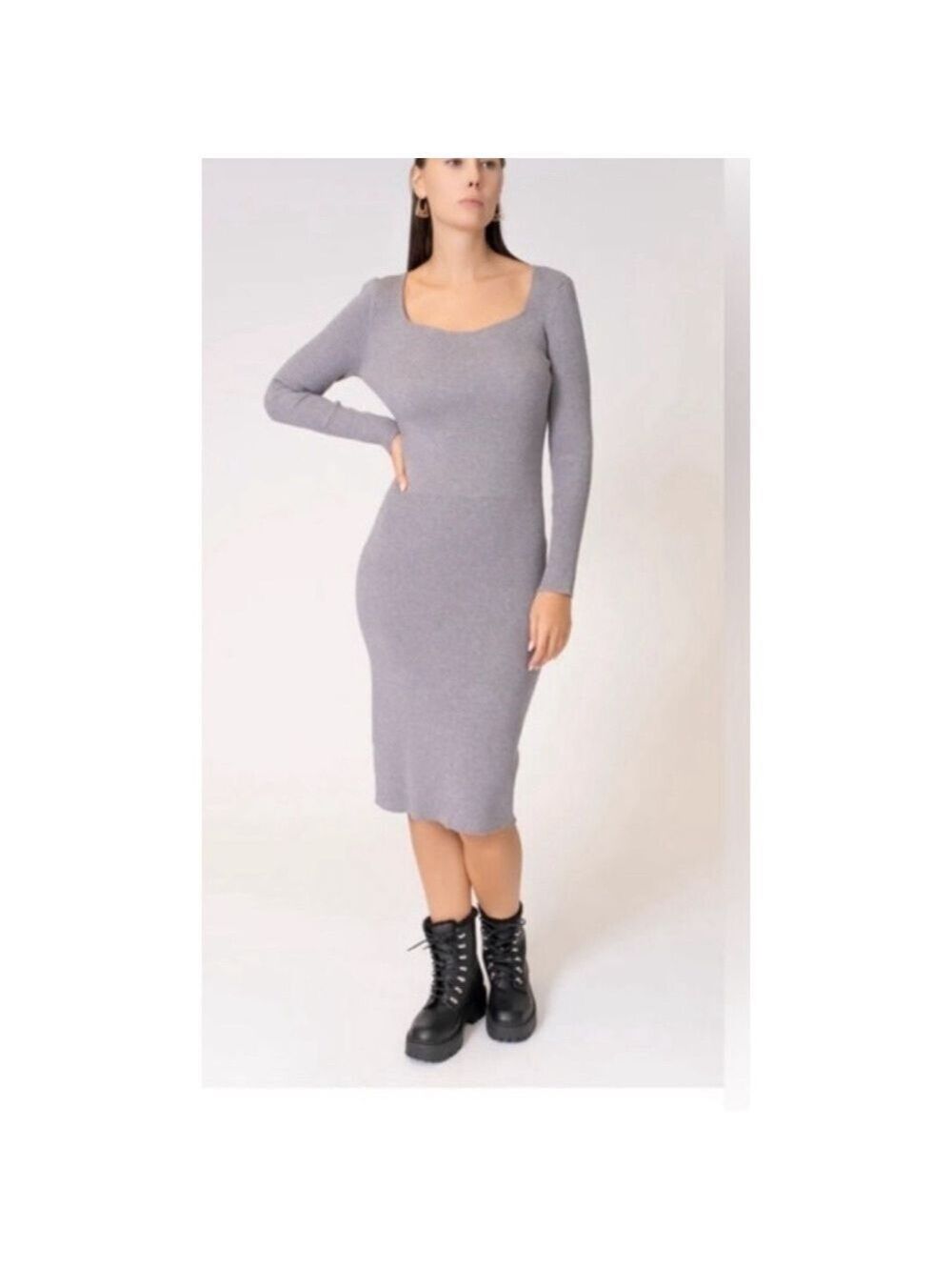 NWT Area Stars Sweetheart Neckline Sweater Dress Gray XS & S